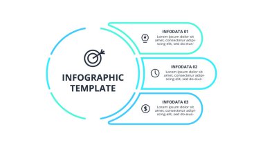 Bilgi adımları, seçenekler, parçalar veya süreçler için iş akışı konsepti. İş veri görselleştirmesi.