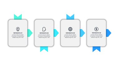 Bilgi adımları, seçenekler, parçalar veya süreçler için iş akışı konsepti. İş veri görselleştirmesi.