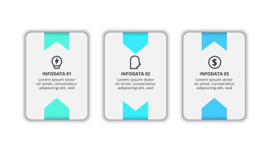 Bilgi adımları, seçenekler, parçalar veya süreçler için iş akışı konsepti. İş veri görselleştirmesi.