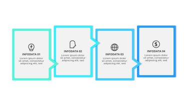 Bilgi adımları, seçenekler, parçalar veya süreçler için iş akışı konsepti. İş veri görselleştirmesi.