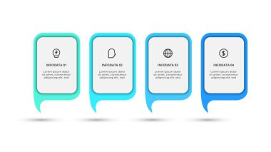 Bilgi adımları, seçenekler, parçalar veya süreçler için iş akışı konsepti. İş veri görselleştirmesi.