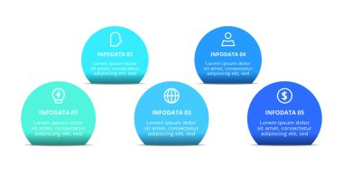 Bilgi adımları, seçenekler, parçalar veya süreçler için iş akışı konsepti. İş veri görselleştirmesi.