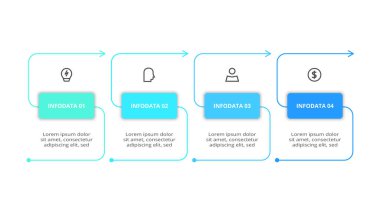 Bilgi adımları, seçenekler, parçalar veya süreçler için iş akışı konsepti. İş veri görselleştirmesi.