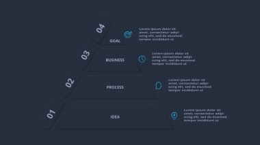 Neumorfik akış şeması koyu iinfografik. İş veri görselleştirmesi.