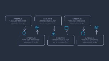 Neumorfik akış şemasını koyu iinfografik olarak ayarla.
