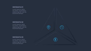 Neumorfik akış şemasını koyu iinfografik olarak ayarla.