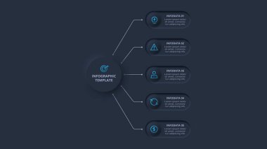 Neumorfik akış şeması koyu iinfografik. Yaratıcı kavram