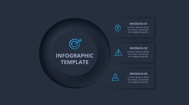 Neumorfik akış şeması koyu iinfografik. Yaratıcı kavram