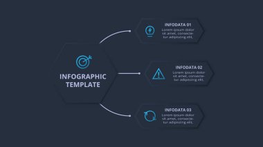 Neumorfik akış şeması koyu iinfografik. Yaratıcı kavram