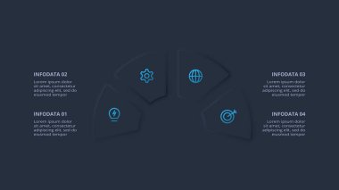 Neumorfik akış şeması koyu iinfografik. Yaratıcı kavram