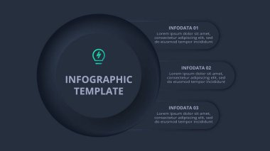 Neumorfik akış şeması koyu iinfografik. Yaratıcı kavram