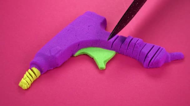 Very Satisfying Relaxing Kinetic Sand Asmr Cutting Kinetic Sand Knife — Stock Video