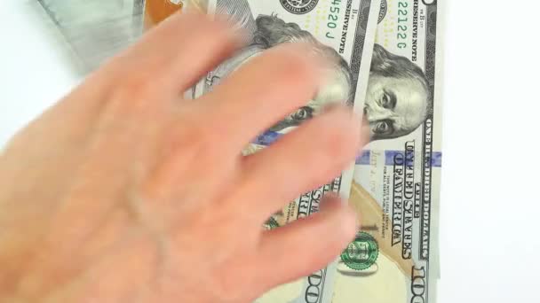 Asmr Video Rustling 100 Dollar Bills Counting 100 Bills American — Stock Video