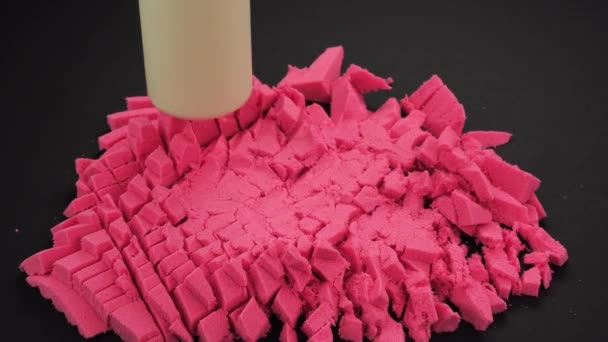 Very Satisfying Relaxing Kinetic Sand Asmr Video Cutting Stress Macro — Stock Video