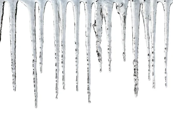 Large Icicles Frozen Cold Winter Weather lizenzfreie Stockfotos