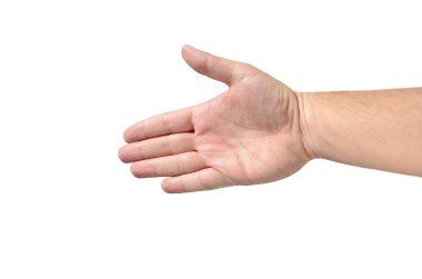 El, insan avuç içi beyaz arka planda izole