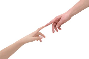 Eller iki kişi beyaz arka plan üzerinde izole bağlanma