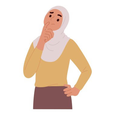  Hijab 'lı kadın düşünüyor 