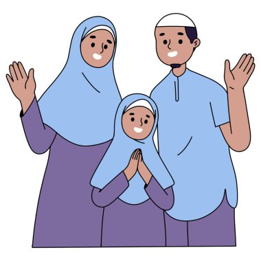 Mutlu İslami Aile Vektörü 
