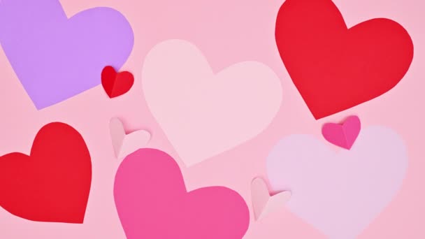 Blinking Hearts Background Valentine Day Greeting Card Stop Motion Flat — Stockvideo