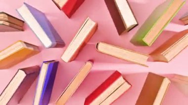 Stop Motion 'da Pastel Pembe arkaplanı açıp kapayan Antika Hardcover Books