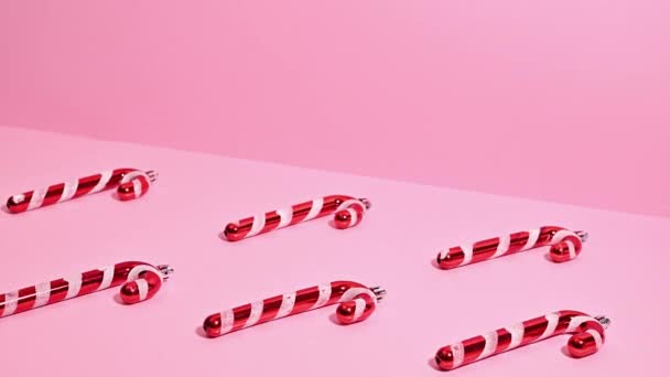 Candy Cane Dance Stop Motion Video Candy Canes Moving Pink — Stok Video