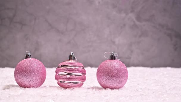 Argento Rosa Scintilla Glitter Pink Ornamenti Natale Appaiono Uno Sfondo — Video Stock