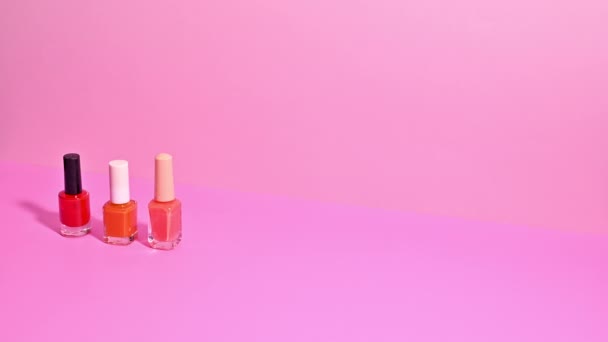 Kleurrijke Elegantie Stop Motion Onthulling Van Nagel Pools Palet Roze — Stockvideo