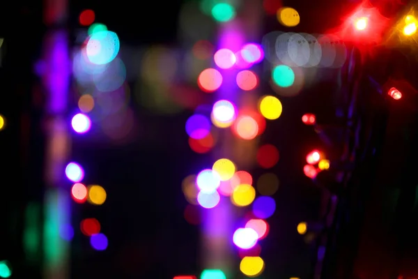 Blurred Christmas Lights Create Colorful Abstract Winter Bokeh Background Scene — 스톡 사진