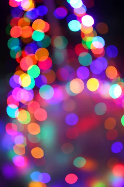 Blurred Christmas Lights Create Colorful Abstract Winter Bokeh Background Scene — 스톡 사진