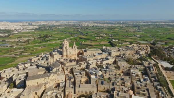 Ancienne Capitale Île Maltaise Ville Mdina Vue Aérienne Sur Drone — Video