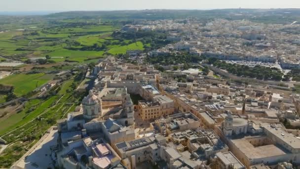 Vieille Capitale Malte Île Mdina Ville Vue Aérienne Sur Drone — Video