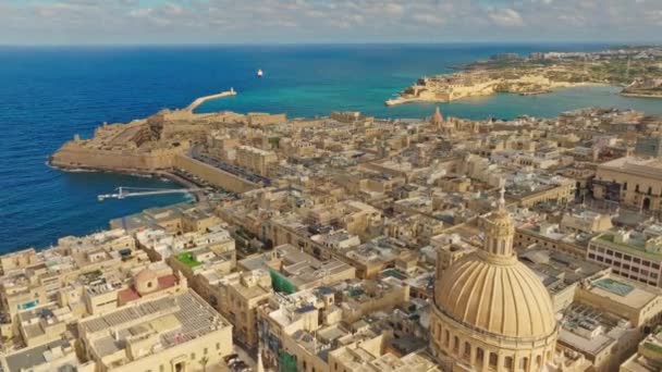 Valletta Und Grand Harbour Insel Malta — Stockvideo
