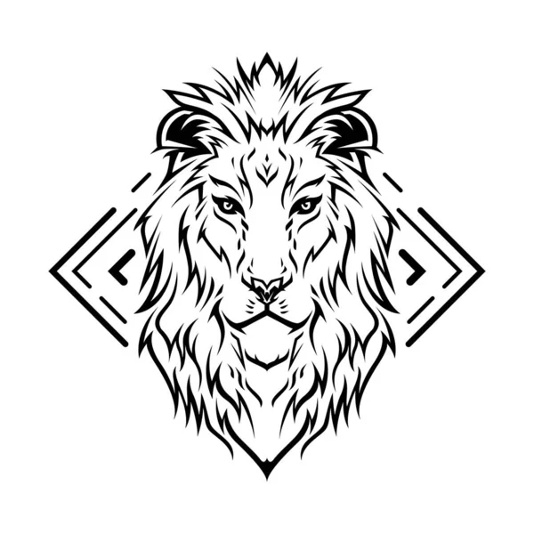 Lion Head Line Art Illustration — Stock Vector