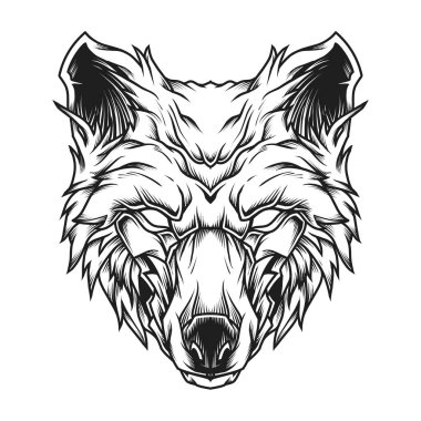 Wolf Head Çizgisi Sanat İllüstrasyonu