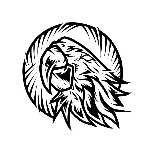 Parrot Head Logo Line Art — Stock Vector