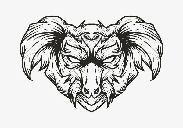 Koala Head Logo Line Art — Stock Vector