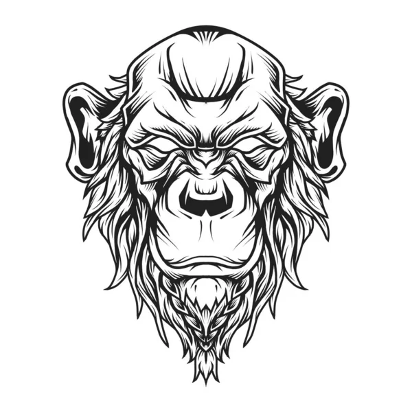 Logo Holá Hlava Šimpanze — Stockový vektor