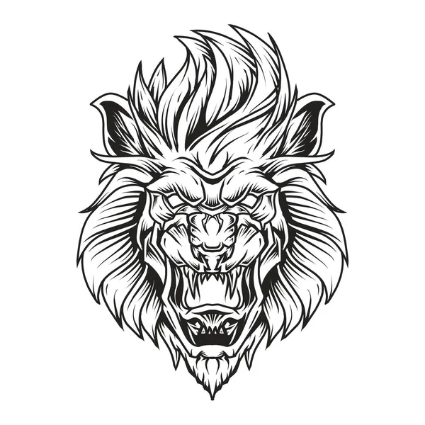 Искусство Lion Head Line — стоковый вектор
