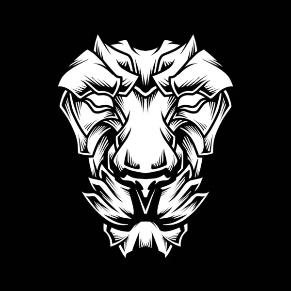 Ilustração Preta Branca Logotipo Cara Leão —  Vetores de Stock