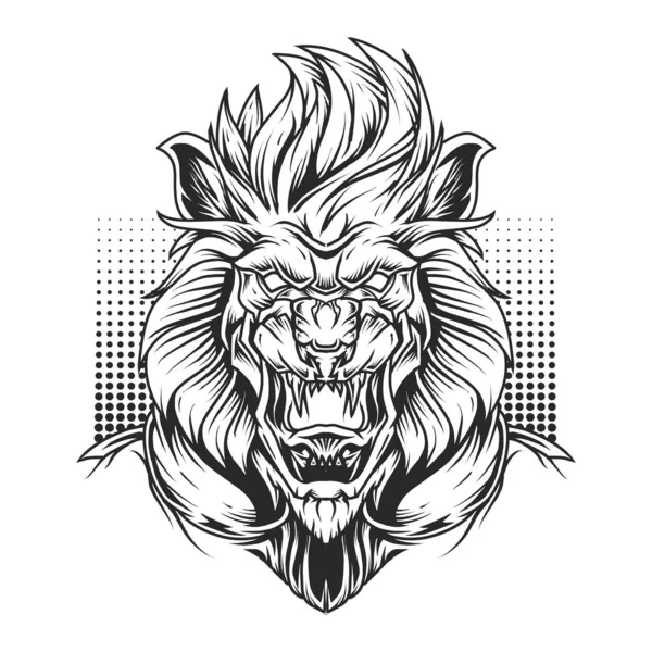 Lion Head Line Art Illustration — Stock Vector