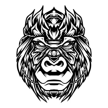 Goril Başı Sanat Çizgisi Çizimi