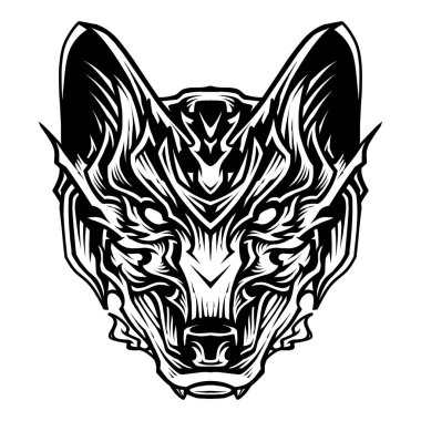 Wolf Head çizgi sanat vektörü illüstrasyonu