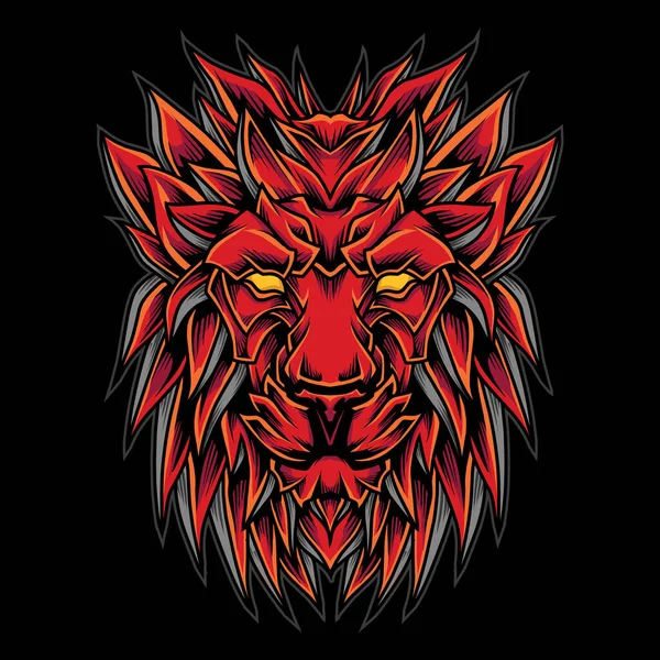 Red Lion Head Logo Illustration — Stock Vector