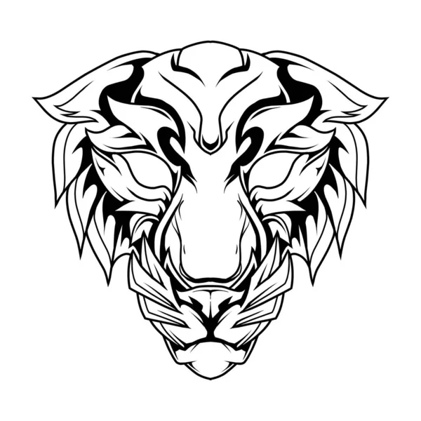 Schwarz Weiße Ornament Tiger Illustration — Stockvektor