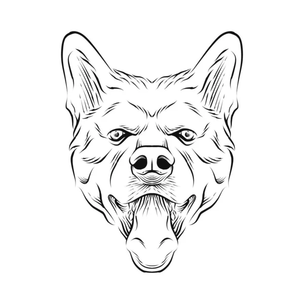 Cão Cabeça Mão Desenhada Ilustração —  Vetores de Stock