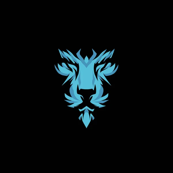 Illustrazione Del Logo Del Viso Del Leone Blu — Vettoriale Stock