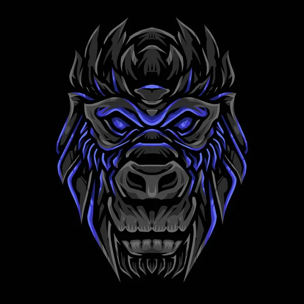 Skull Blue Gorilla Head Vector Illustration — Stock Vector