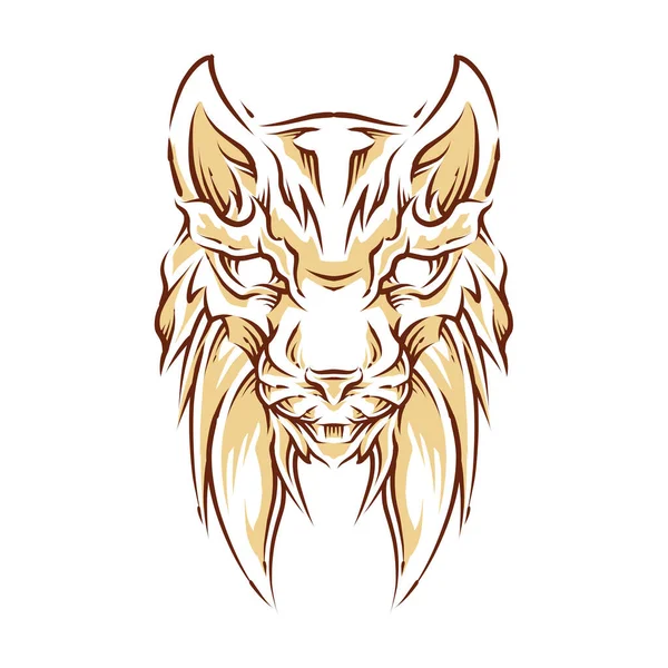 Lynx Cat Head Color Vector Illustration — Stock Vector