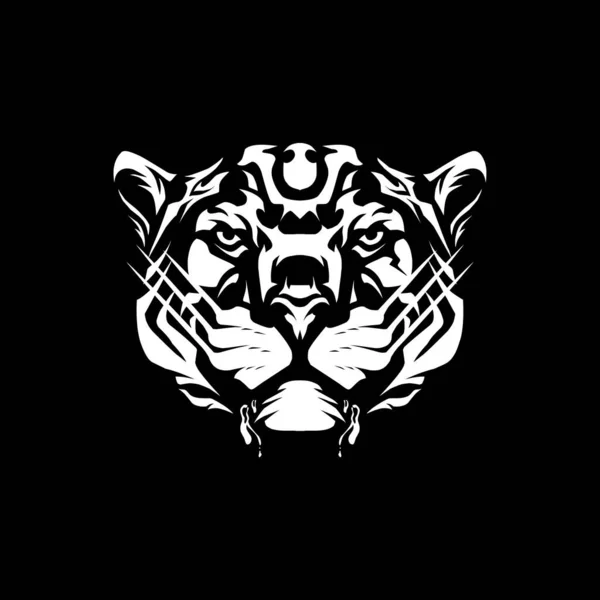 Tigre Testa Nero Bianco Illustrazione — Vettoriale Stock